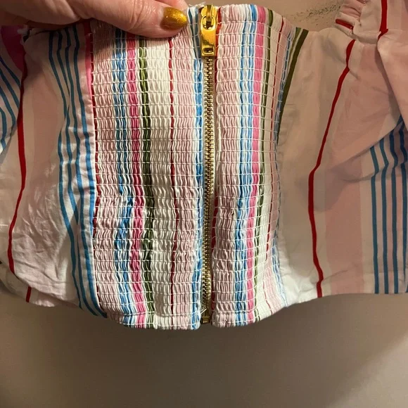 Hill House Pink and Blue Striped Crop Top with Tie Front - Picture 7 of 7